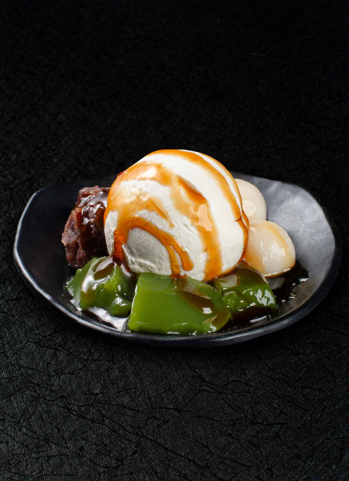 Matcha Anmitsu with Vanilla Ice Cream