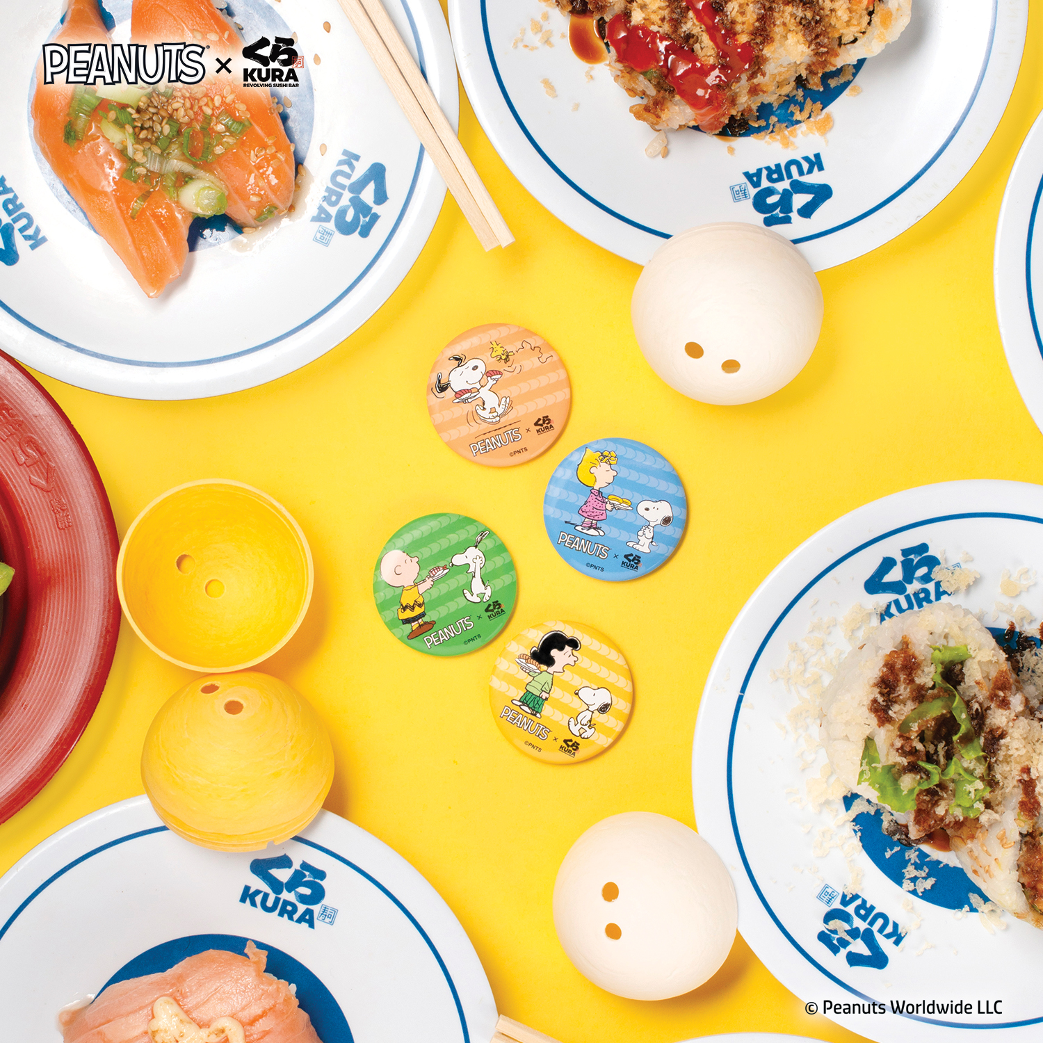 Photo by Emily J. Davis_Peanuts x Kura Sushi Bikkura Pon Prize Collection_Can Badges_1