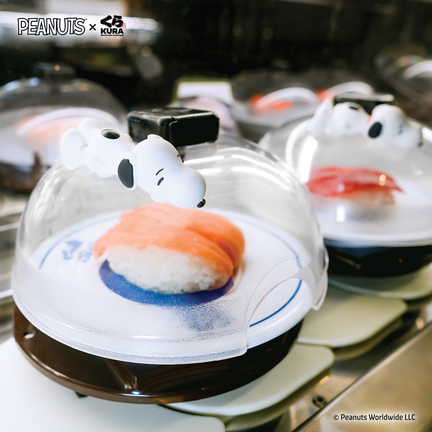Photo by Emily J. Davis_Peanuts x Kura Sushi Collaboration_Snoopy Figurines atop Mr. Fresh_2